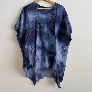 Skifo Skif blue tie dye asymmetrical tunic top OS